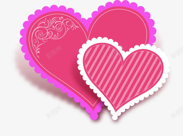 手绘粉色心形花边图案矢量图ai免抠素材_88icon https://88icon.com 图案 心形 手绘 粉色 花边 矢量图