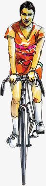 创意手绘漫画骑自行车的男孩素材