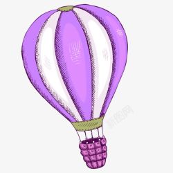 紫色卡通热气球装饰图案素材