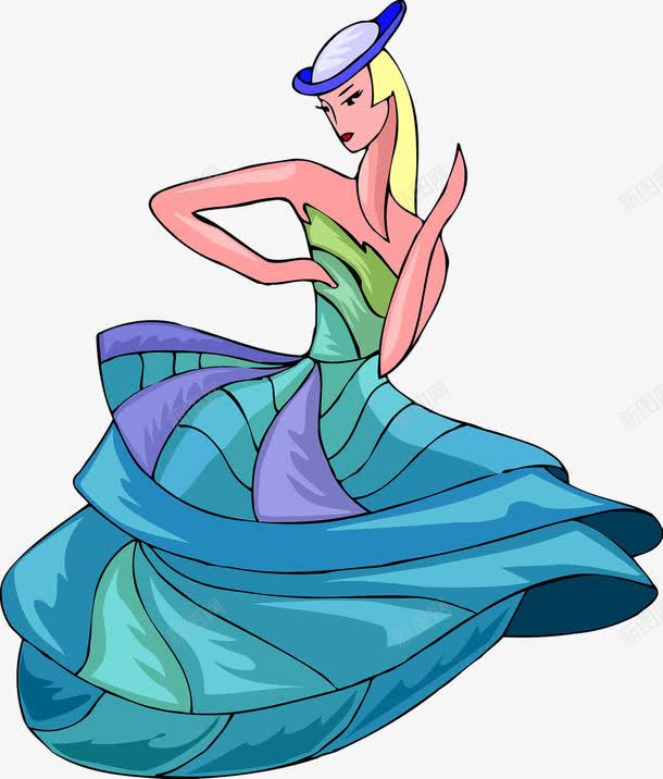 穿蓬蓬裙的女人png免抠素材_88icon https://88icon.com 卡通 头发 女人 手绘 简图 绿色的 蓬蓬裙 黄色的