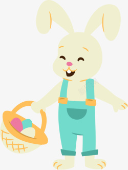 复活节提着篮子的兔子素材