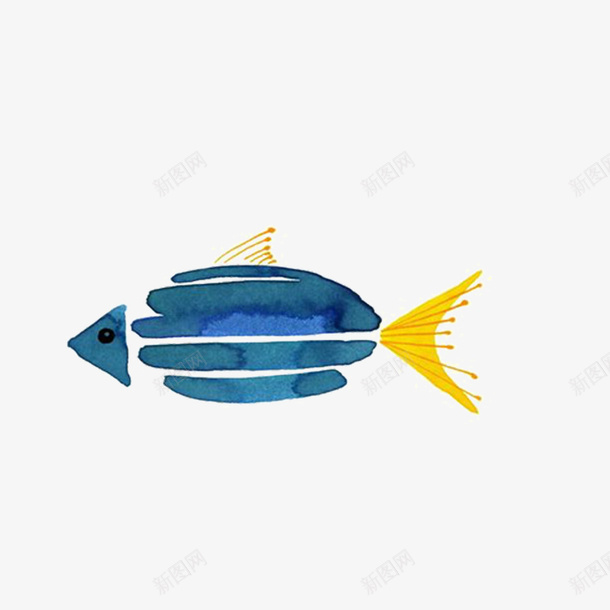 蓝色水彩的小鱼png免抠素材_88icon https://88icon.com 动物 小鱼 小鱼装饰 手绘小鱼 水彩小鱼 蓝色小鱼