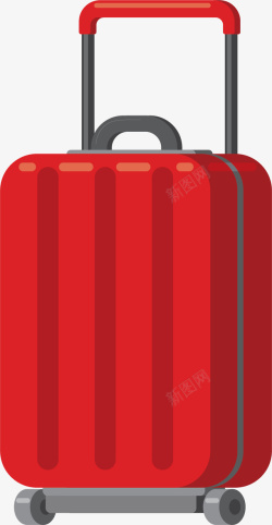 水彩红色行李箱矢量图素材
