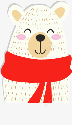 红色围巾白色大熊矢量图素材