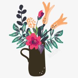 黑色花瓶植物装饰素材