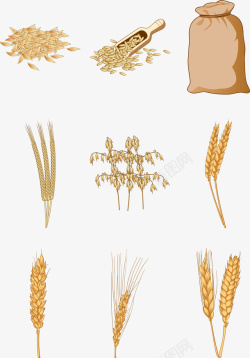 手绘小麦粮食矢量图素材