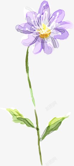手绘清新紫色花朵创意素材