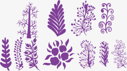 紫色树叶花纹矢量图素材