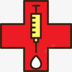 献血针筒红色十字素材