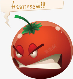 可爱卡通愤怒番茄矢量图素材