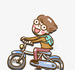 卡通男孩骑自行车装饰图案素材