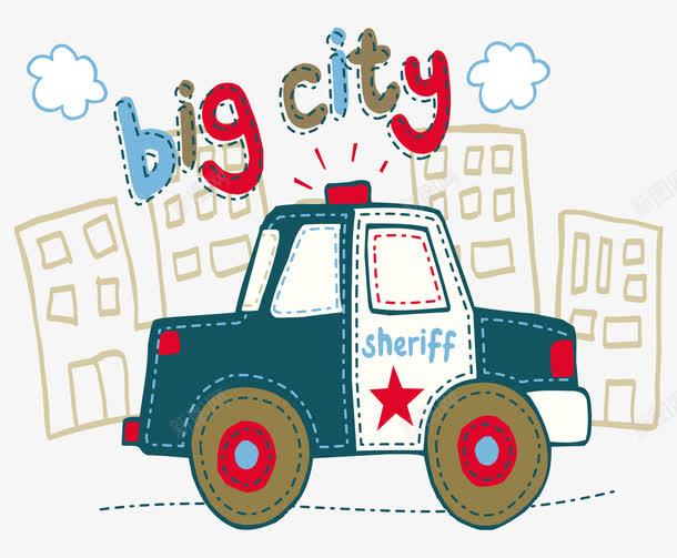 卡通手绘彩色警车建筑png免抠素材_88icon https://88icon.com 卡通的交通工具 彩色的警车 手绘的建筑 手绘的警车 矢量的警车