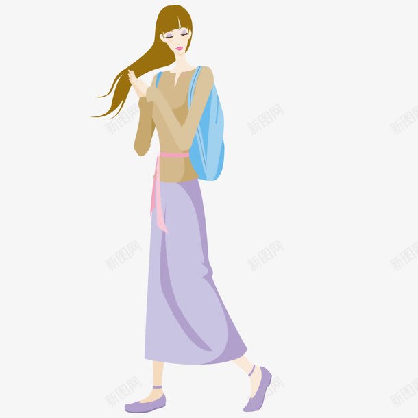 穿着长裙背着背包的女子png免抠素材_88icon https://88icon.com 女子 背包 长裙