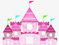 粉色卡通城堡素材