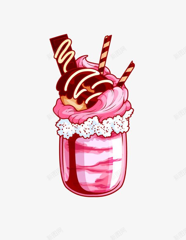 粉色巧克力装饰甜筒png免抠素材_88icon https://88icon.com 矢量冰激凌 矢量甜筒