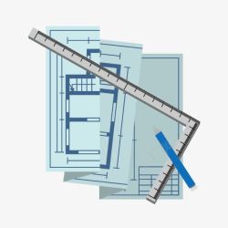 卡通建筑建筑图稿尺子素材