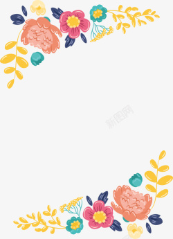 可爱彩色花朵标题框矢量图素材