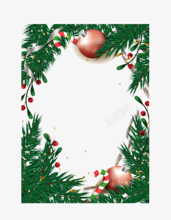 圣诞节绿色树叶边框矢量图素材