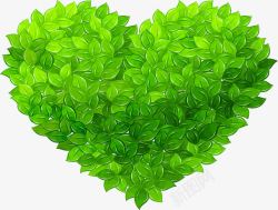 春天绿色爱心植物素材
