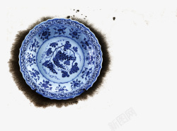 中国水墨瓷器元素素材