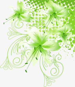 绿色手绘花卉背景素材