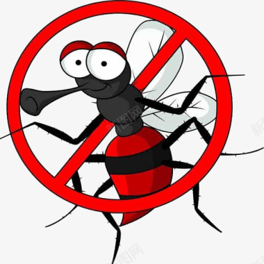 禁止蚊子卡通可爱的圆形禁止蚊子传染疾病图标图标