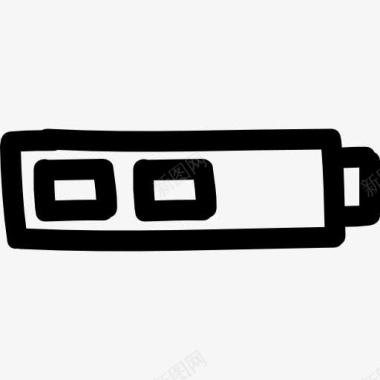电池维护三分之二电池状态的手绘轮廓图标图标