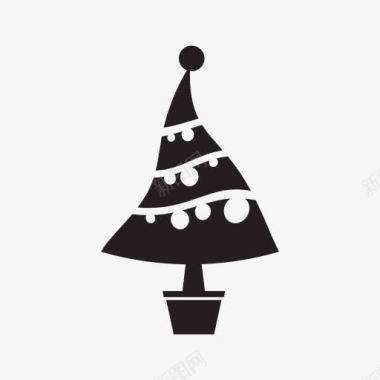 圣诞树简笔黑色图标图标