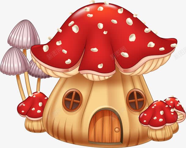 红色可爱蘑菇屋png免抠素材_88icon https://88icon.com 卡通蘑菇 矢量素材 红色蘑菇 蘑菇 蘑菇屋