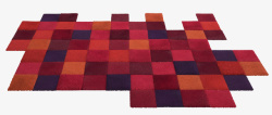 红色方格北欧地毯素材