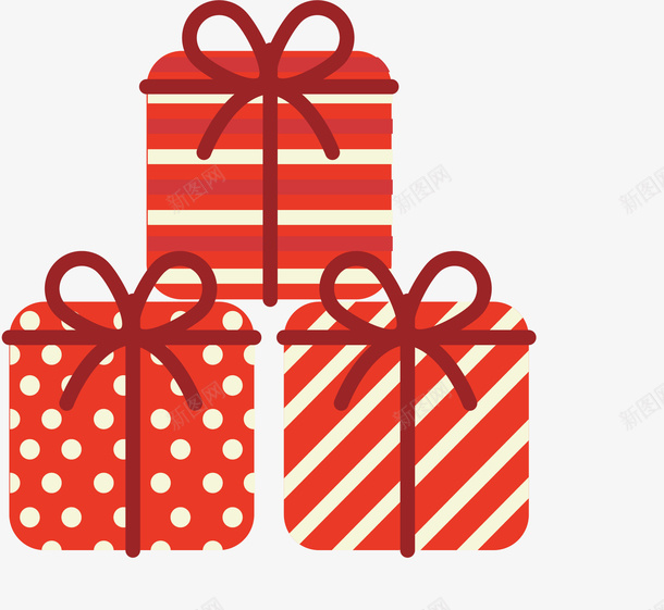 圣诞节红色的礼盒矢量图ai免抠素材_88icon https://88icon.com 圣诞节 圣诞节礼盒 矢量png 礼物堆 礼盒 红色礼盒 矢量图