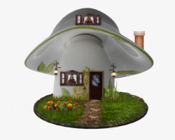 创意白色蘑菇小房子素材
