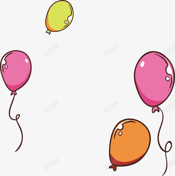 卡通手绘彩色气球矢量图eps免抠素材_88icon https://88icon.com 卡通气球 可爱气球 彩色气球 气球束 气球边框 矢量png 矢量图