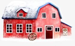 手绘创意卡通红色复古的小房子素材