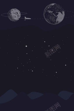 宇宙儿童黑色卡通太空星球背景背景