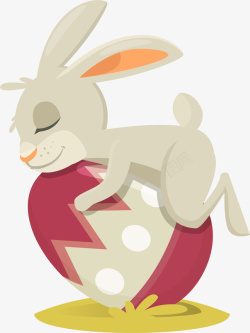 复活节趴在彩蛋上的兔子素材