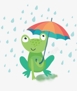 节日气候清新撑伞青蛙雨水节气高清图片