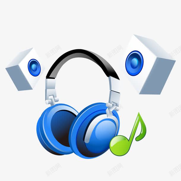 蓝色头戴式耳机png免抠素材_88icon https://88icon.com 头戴式 耳机 蓝色 蓝色耳机 音乐
