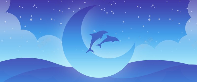 海豚海洋创意插画背景