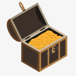 海盗金币装满金币的宝箱矢量图高清图片