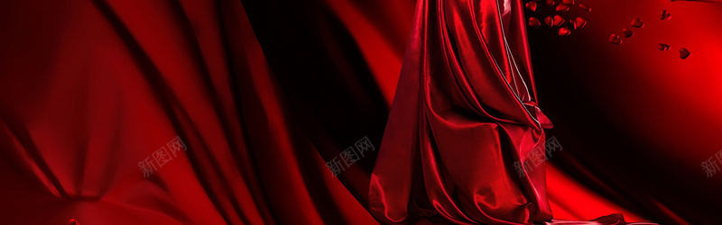 红色丝绸质感红酒背景banner背景