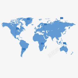 蓝色世界地图定位素材