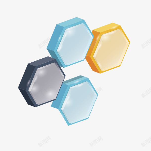 彩色矿石png免抠素材_88icon https://88icon.com 六边形 创意 彩色 手绘 白色背景 矿石 立体 装饰