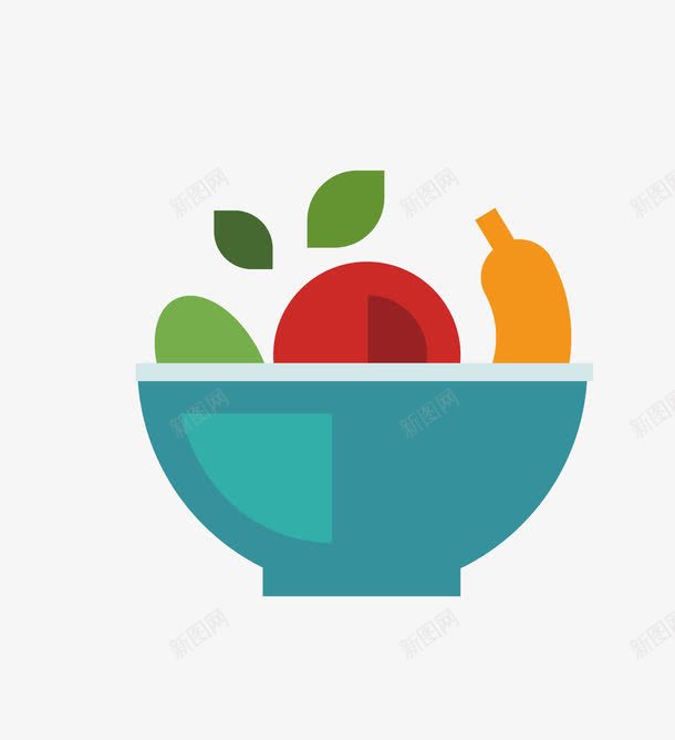 碗里面的蔬菜水果png免抠素材_88icon https://88icon.com 卡通 扁平化素材 矢量水果 食物