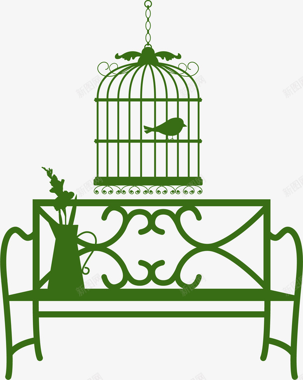 手绘绿色座椅鸟笼图案矢量图ai免抠素材_88icon https://88icon.com 图案 座椅 手绘 绿色 鸟笼 矢量图