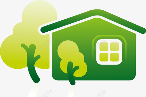 绿色房子植物图图标图标