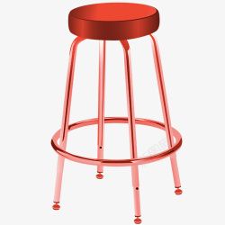 红色手绘圆形凳子模型素材