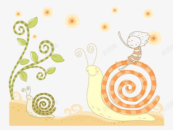 可爱的彩色漫画元素png免抠素材_88icon https://88icon.com 创意 卡通 可爱 植物 漫画 蜗牛