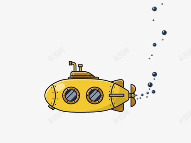 黄色潜水艇插画psd免抠素材_88icon https://88icon.com 插画 潜水艇 黄色插画 黄色素材