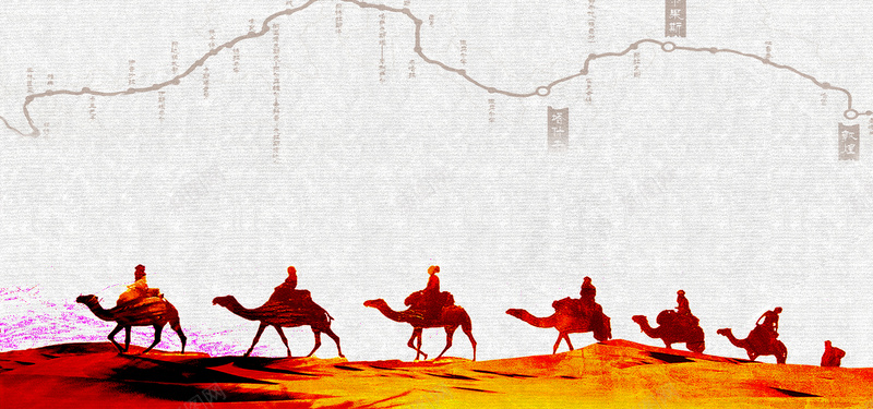 陆上丝绸之路路线骆驼灰色背景背景